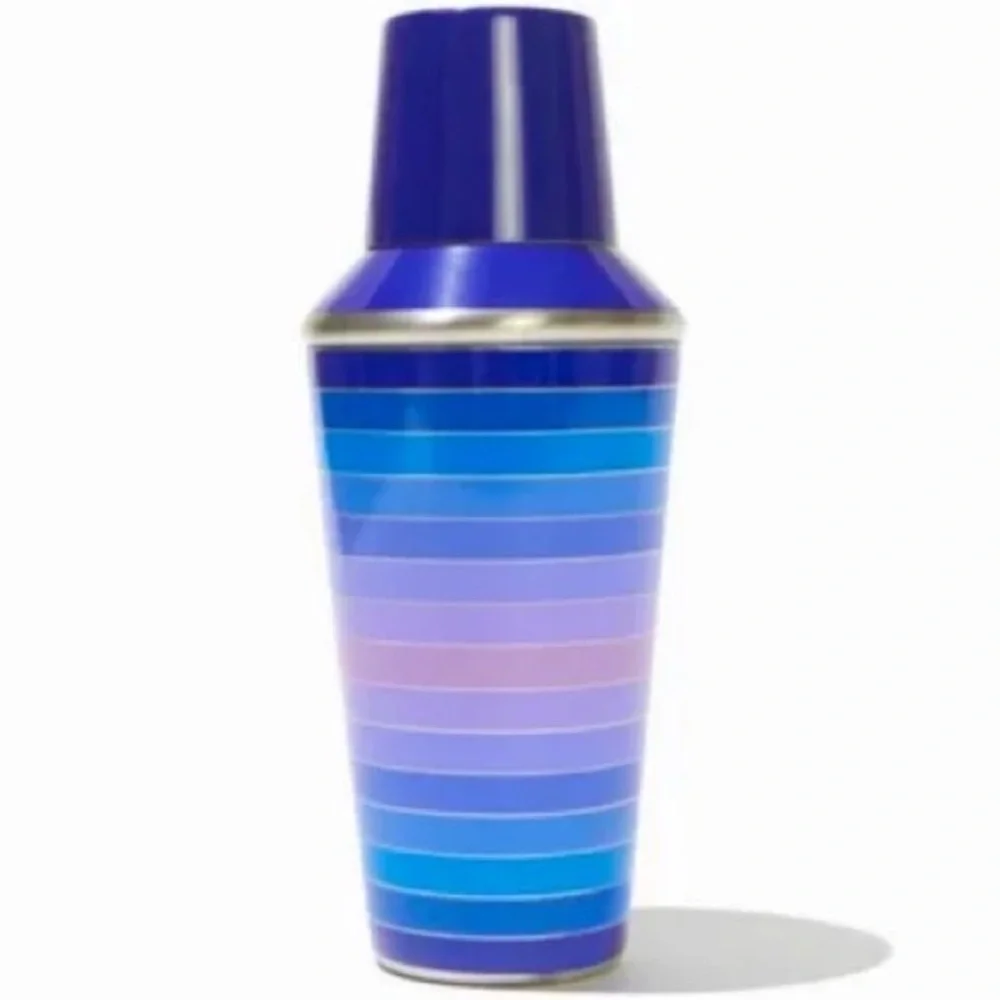 Jonathan Adler Blue Gradient Stripe Cocktail Shaker